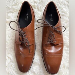 Alfani Brown Leather Oxford Shoes with Cap Toe